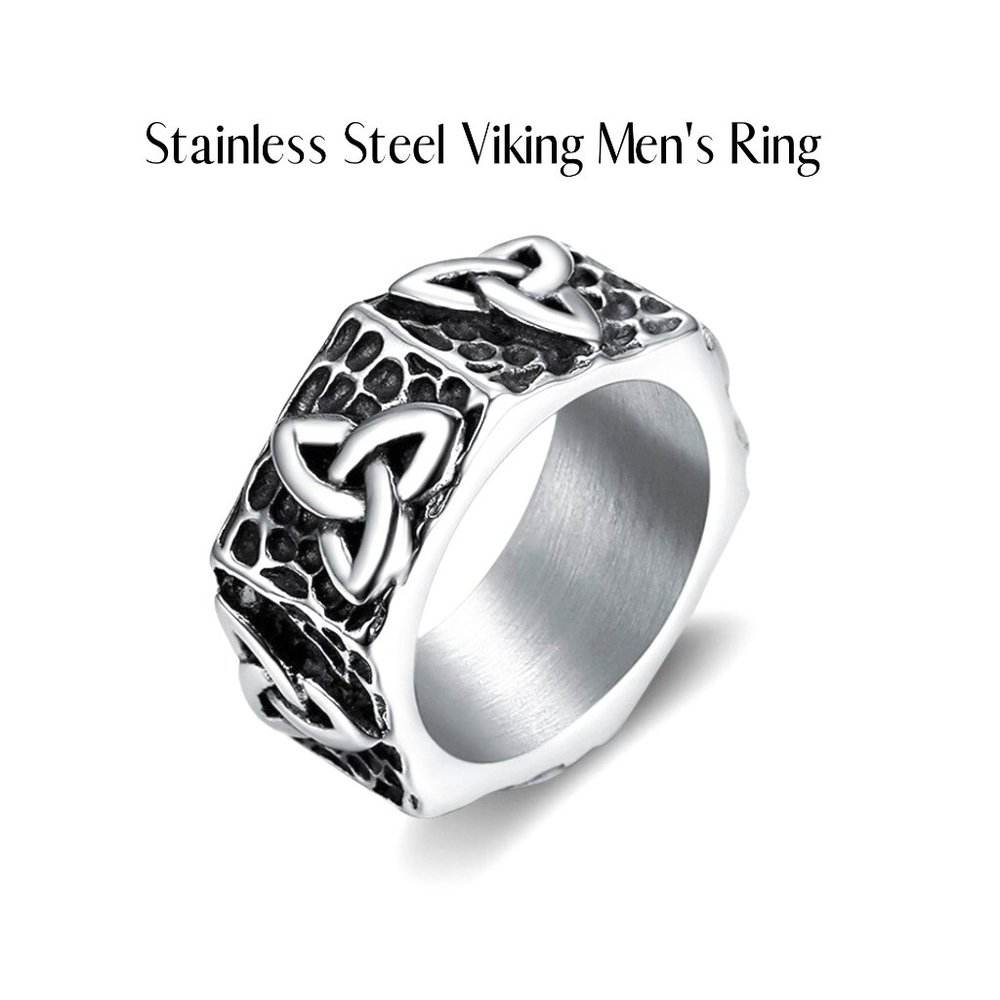 CELTIC KNOT VIKING RING - VIKING JEWELRY - MENS VIKING RINGS - STAINLESS STEEL -